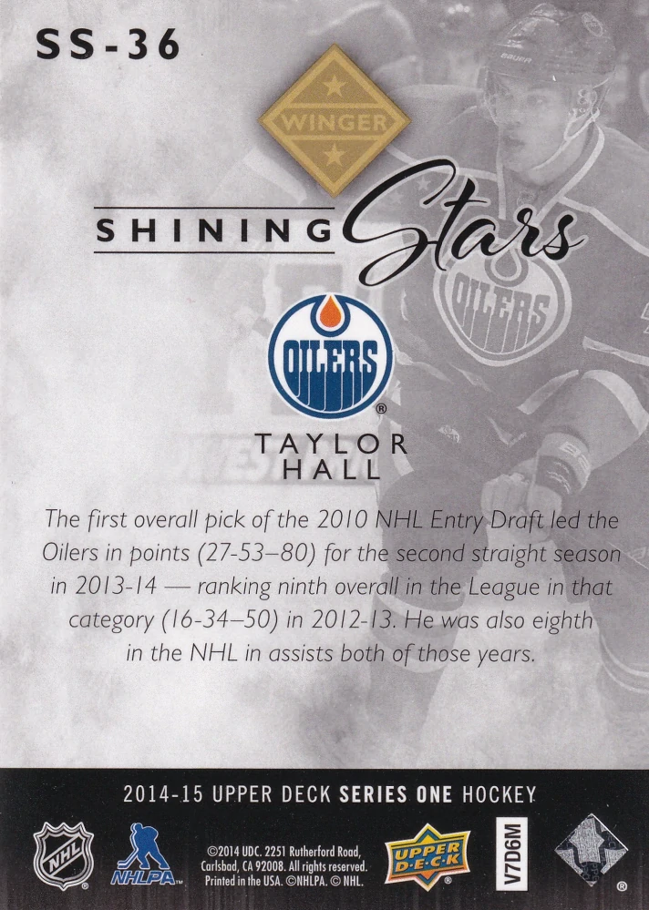 2014-15 UD Series 1 - Taylor Hall - Shining Stars #SS-36