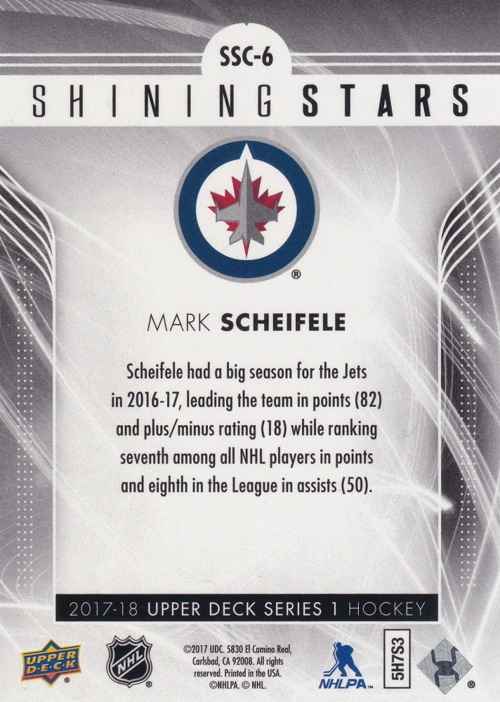 2017-18 UD Series 1 - Mark Scheifele - Shining Stars #SSC-6