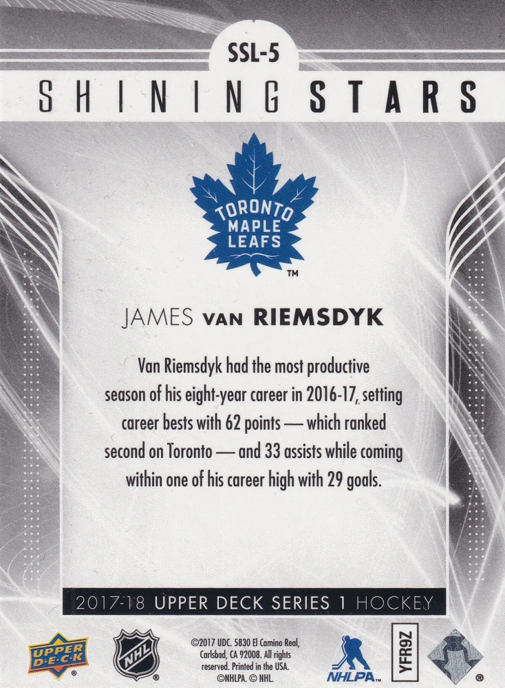 2017-18 UD Series 1 - James van Riemsdyk - Shining Stars #SSL-5