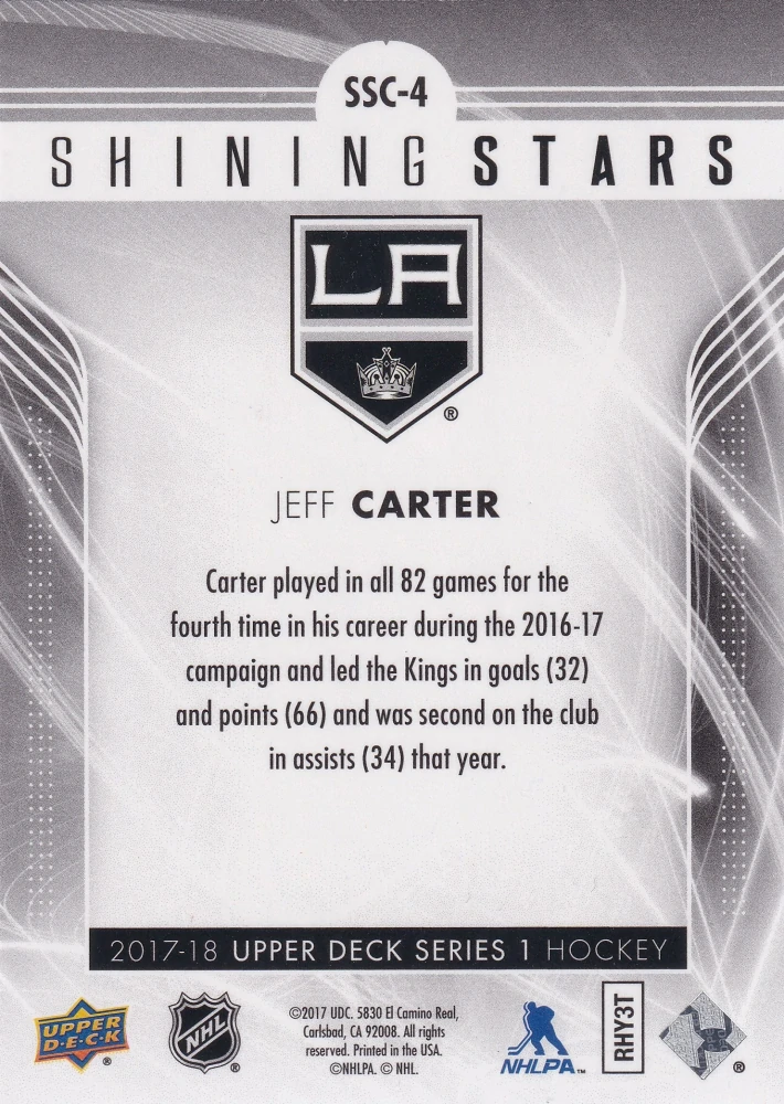 2017-18 UD Series 1 - Jeff Carter - Shining Stars Red #SSC-4