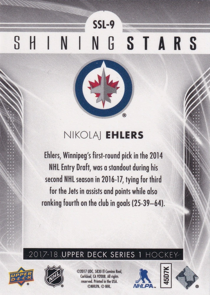 2017-18 UD Series 1 - Nikolaj Ehlers - Shining Stars Red #SSL-9
