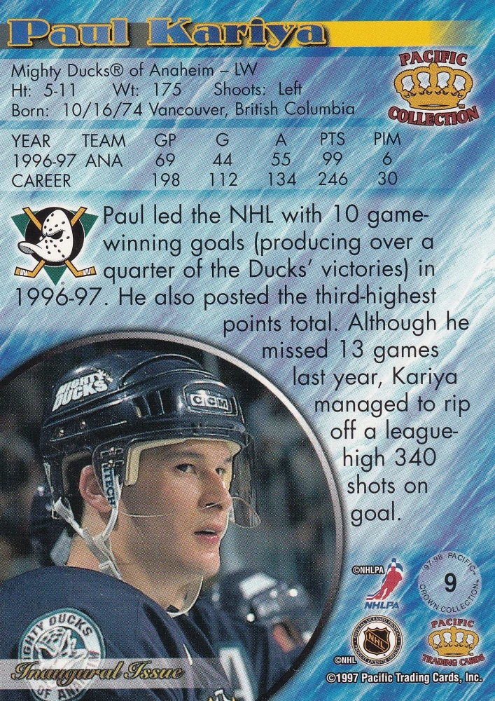 1997-98 Pacific Crown Collection - Paul Kariya #9