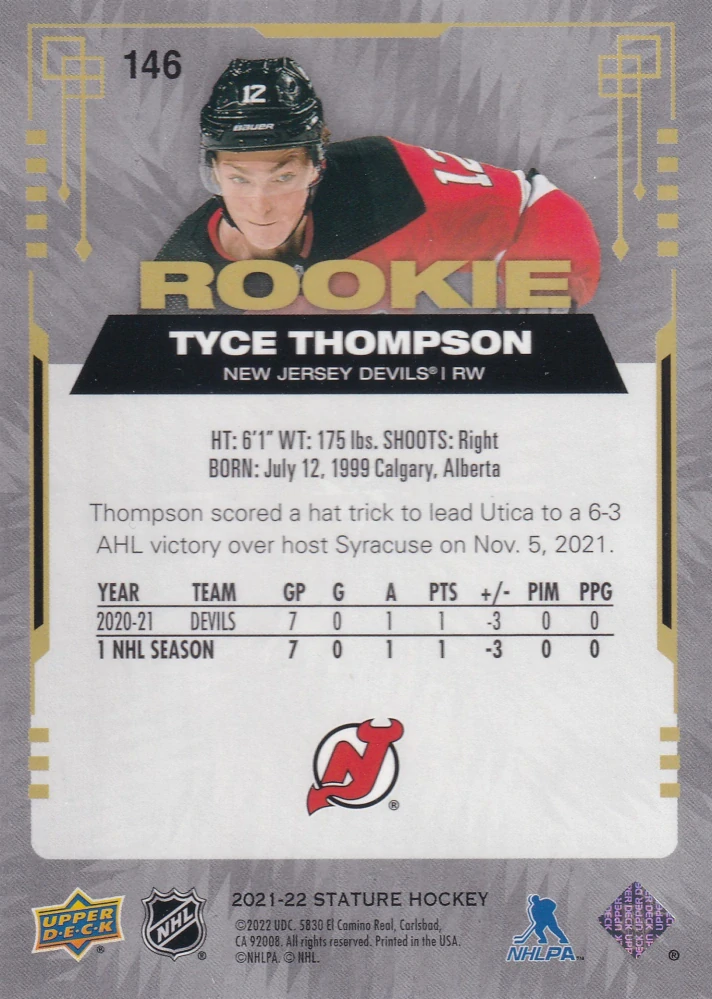 2021-22 UD Stature - Tyce Thompson - Rookie Green /149 #146