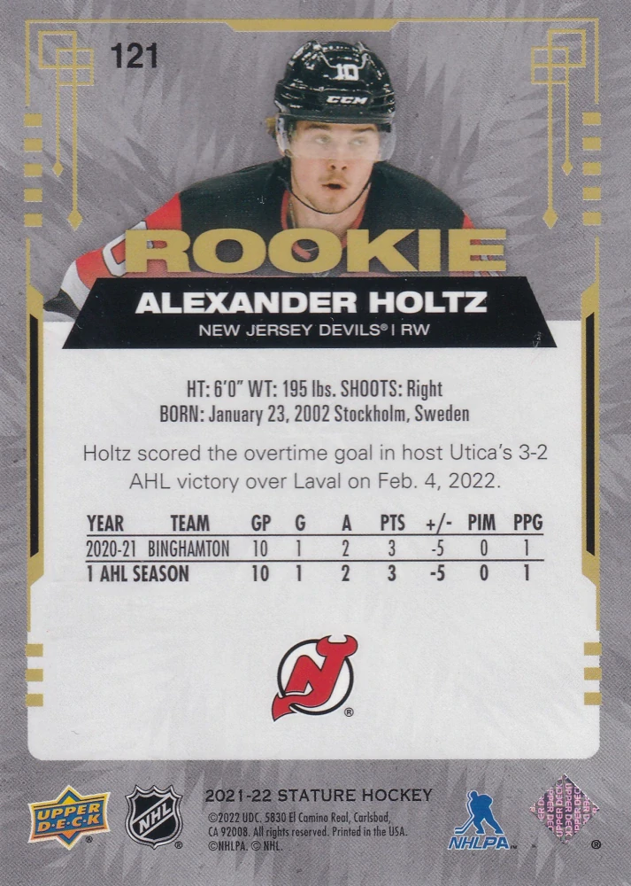 2021-22 UD Stature - Alexander Holtz - Rookie Green /149 #121