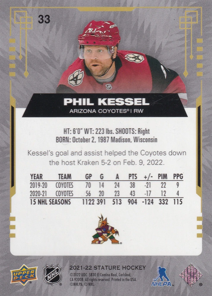 2021-22 UD Stature - Phil Kessel - Green /149 #33