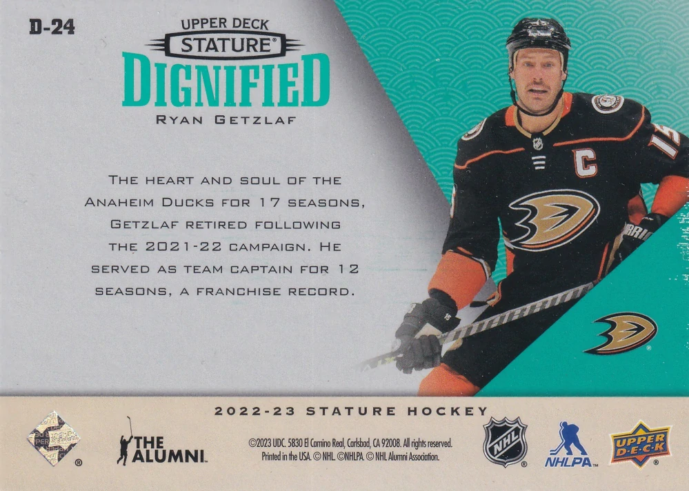 2022-23 UD Stature - Ryan Getzlaf - Dignified Green /150 #D-24