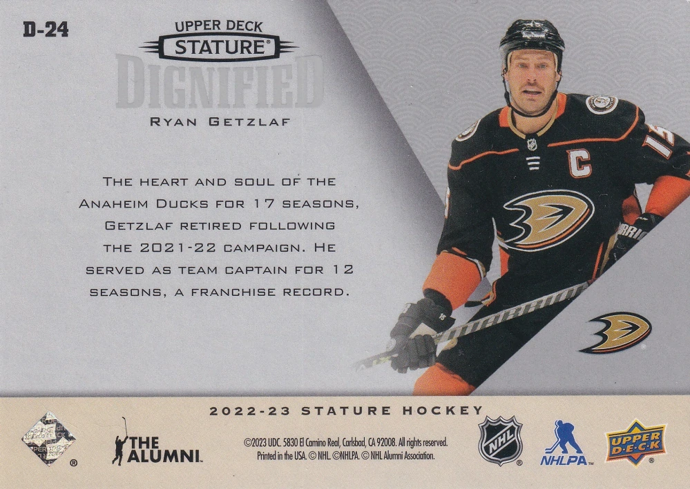 2022-23 UD Stature - Ryan Getzlaf - Dignified #D-24