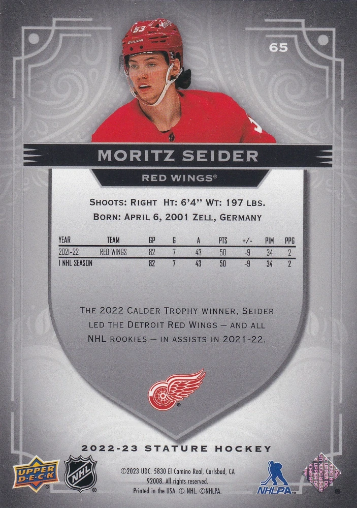 2022-23 UD Stature - Moritz Seider #65
