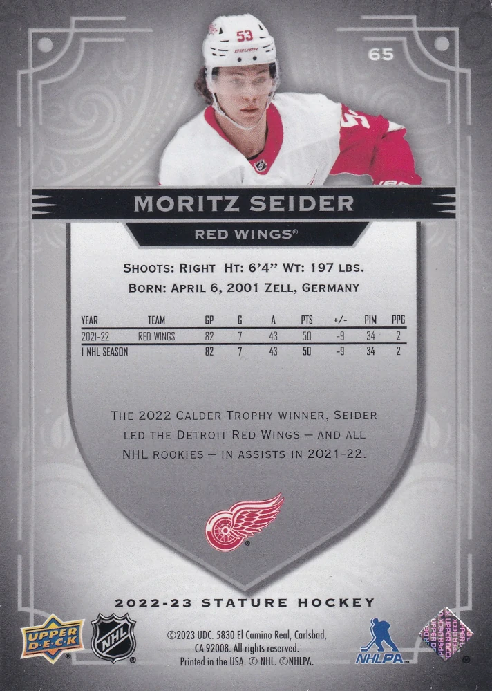 2022-23 UD Stature - Moritz Seider - Photo Variant /99 #65