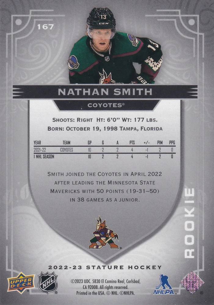 2022-23 UD Stature - Nathan Smith - Rookie /399 #167
