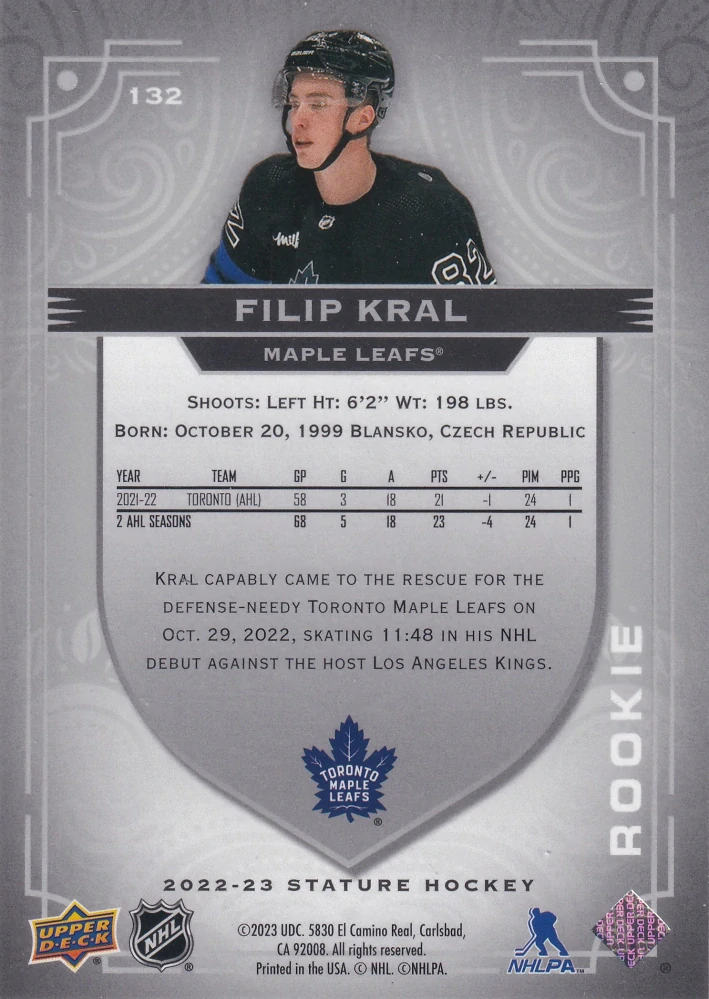 2022-23 UD Stature - Filip Král - Rookie /399 #132