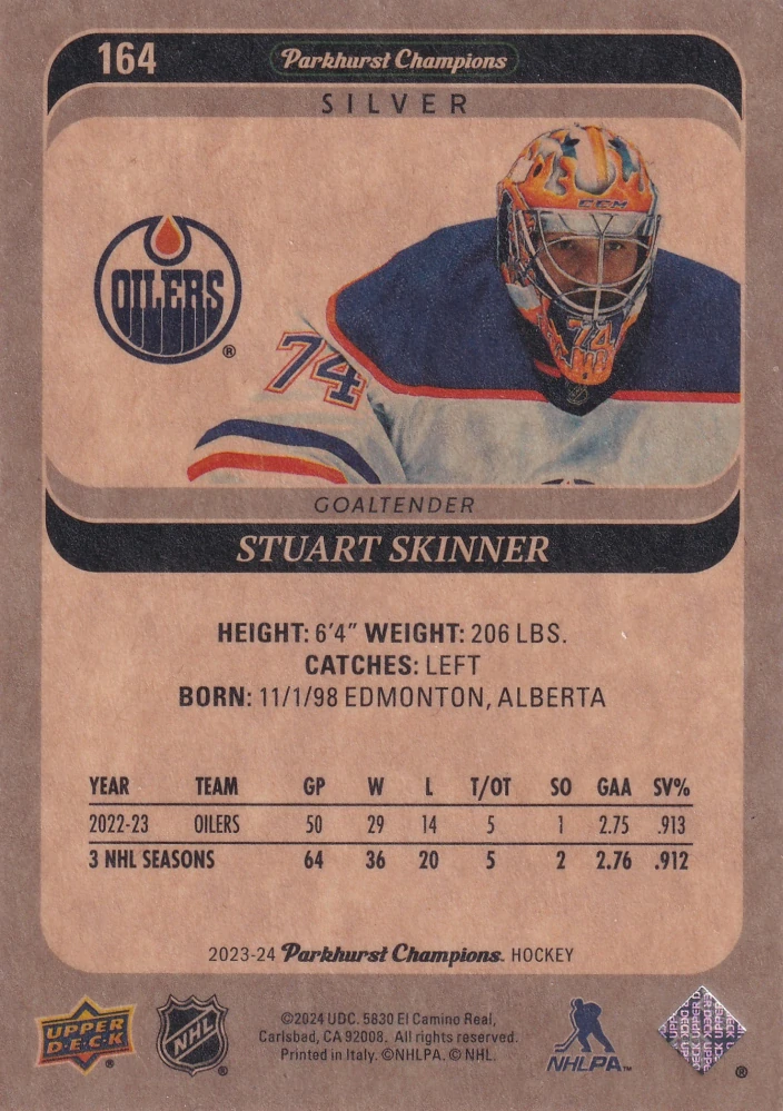2023-24 UD Parkhurst Champions - Stuart Skinner - Silver #164
