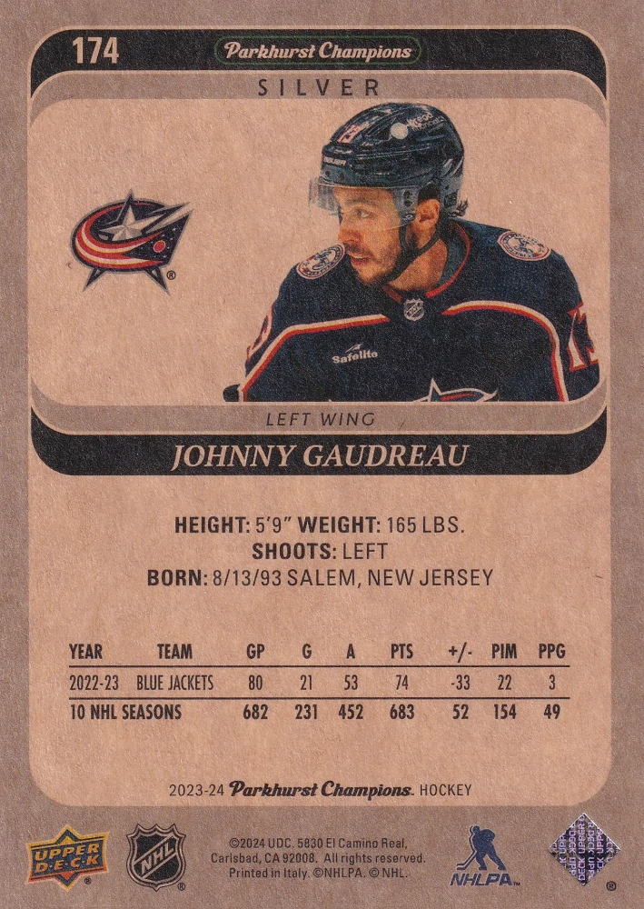 2023-24 UD Parkhurst Champions - Johnny Gaudreau - Silver #174