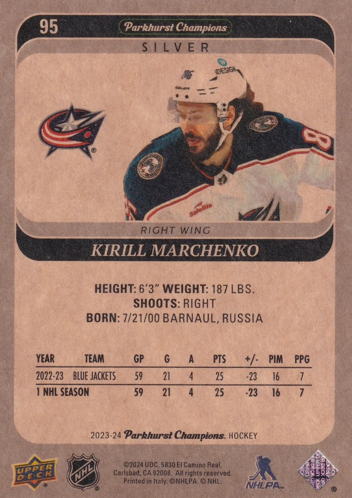 2023-24 UD Parkhurst Champions - Kirill Marchenko - Silver #95