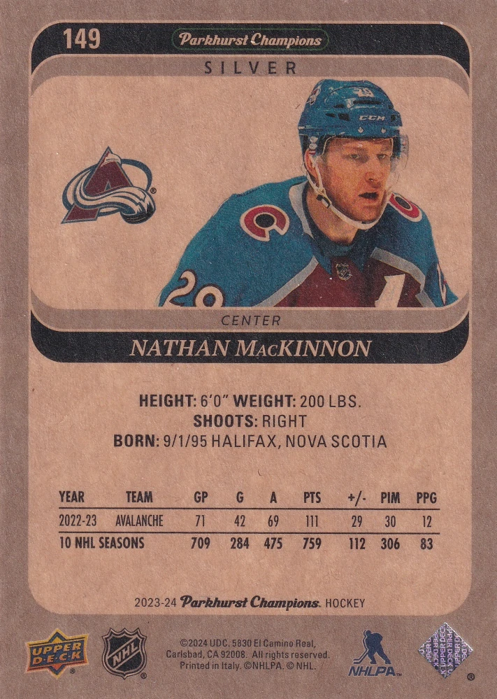 2023-24 UD Parkhurst Champions - Nathan MacKinnon - Silver #149