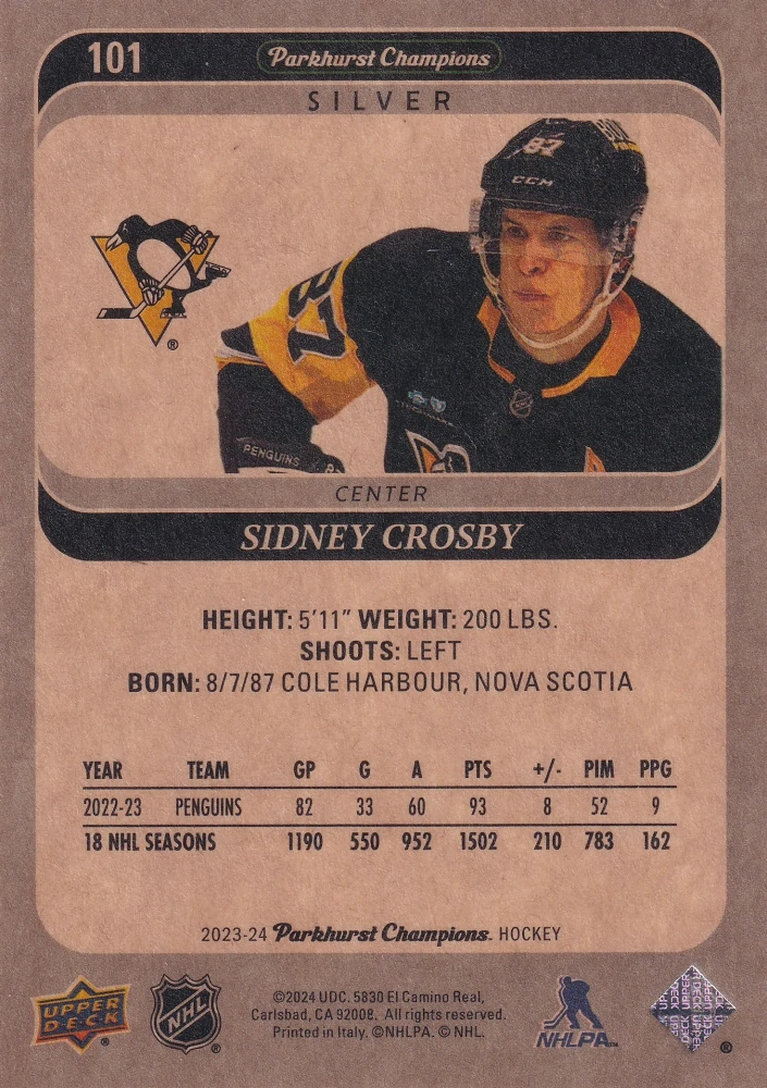 2023-24 UD Parkhurst Champions - Sidney Crosby - Silver #101