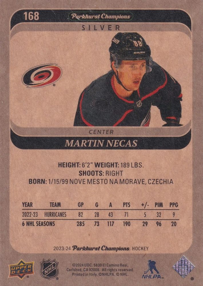 2023-24 UD Parkhurst Champions - Martin Nečas - Silver #168