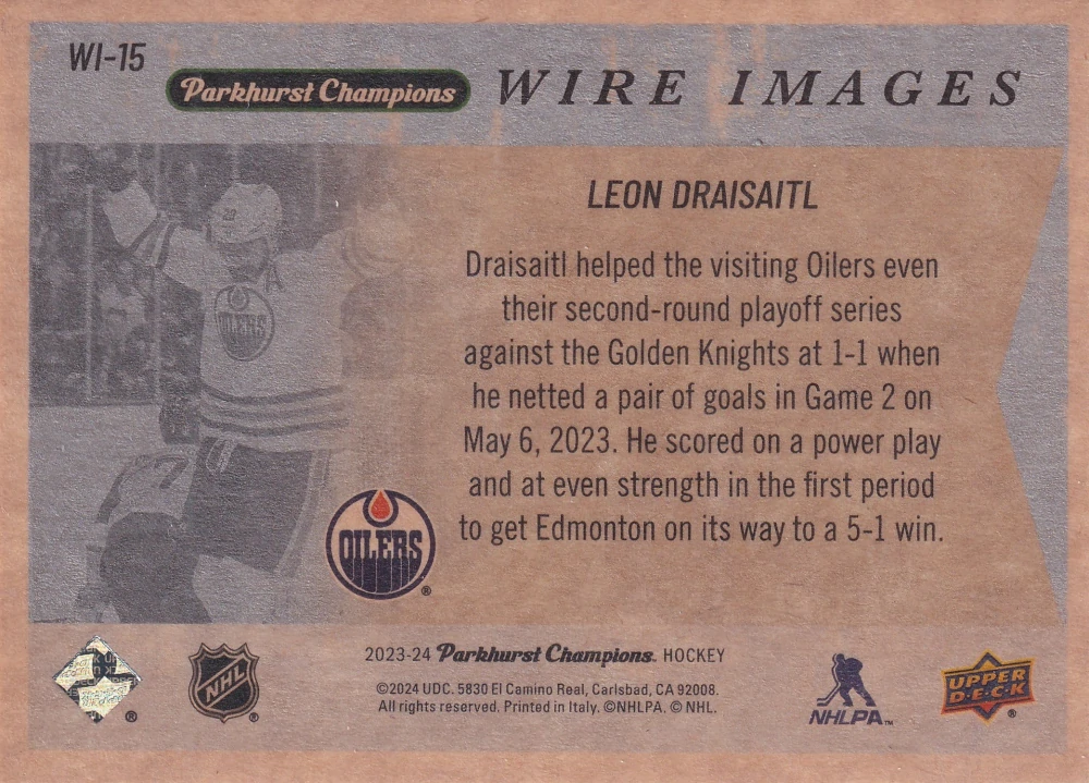 2023-24 UD Parkhurst Champions - Leon Draisaitl - Wire Images #WI-15
