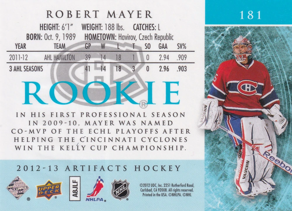 2012-13 UD Artifacts - Robert Mayer - Rookie Sapphire /85 #181