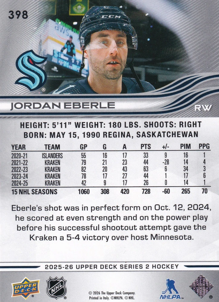 2025-26 UD Series 2 - Jordan Eberle #398