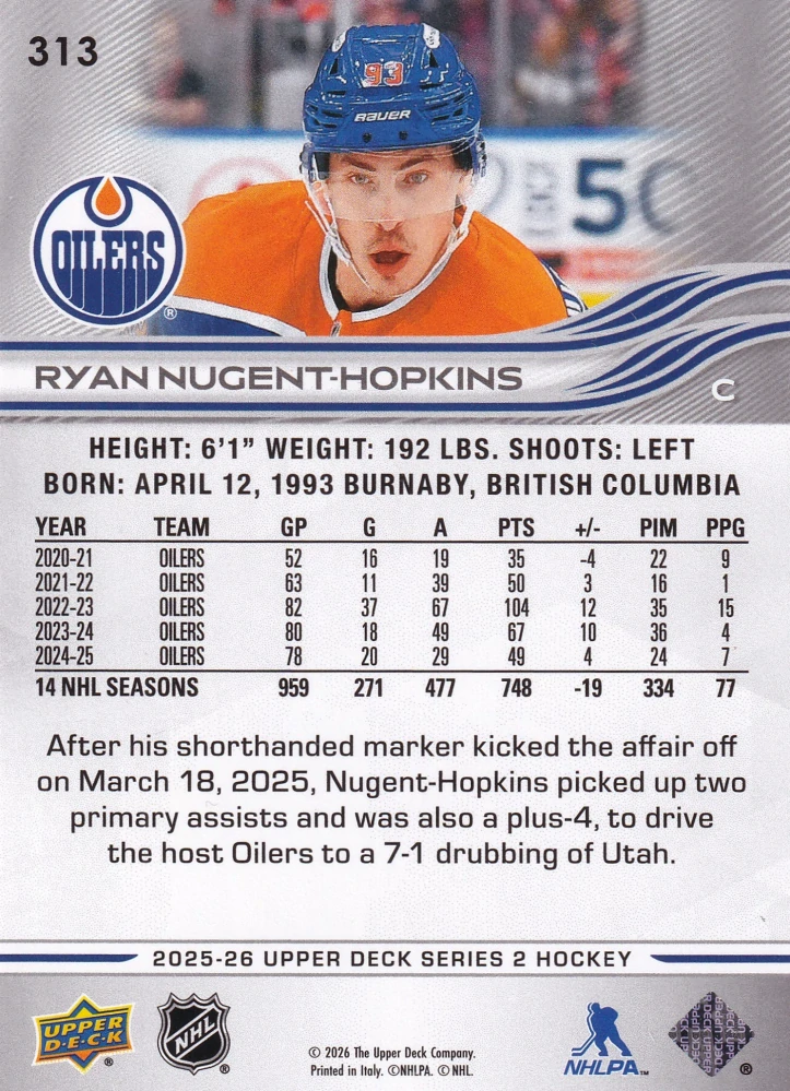 2025-26 UD Series 2 - Ryan Nugent-Hopkins #313