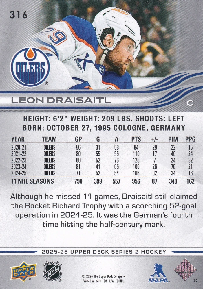 2025-26 UD Series 2 - Leon Draisaitl #316