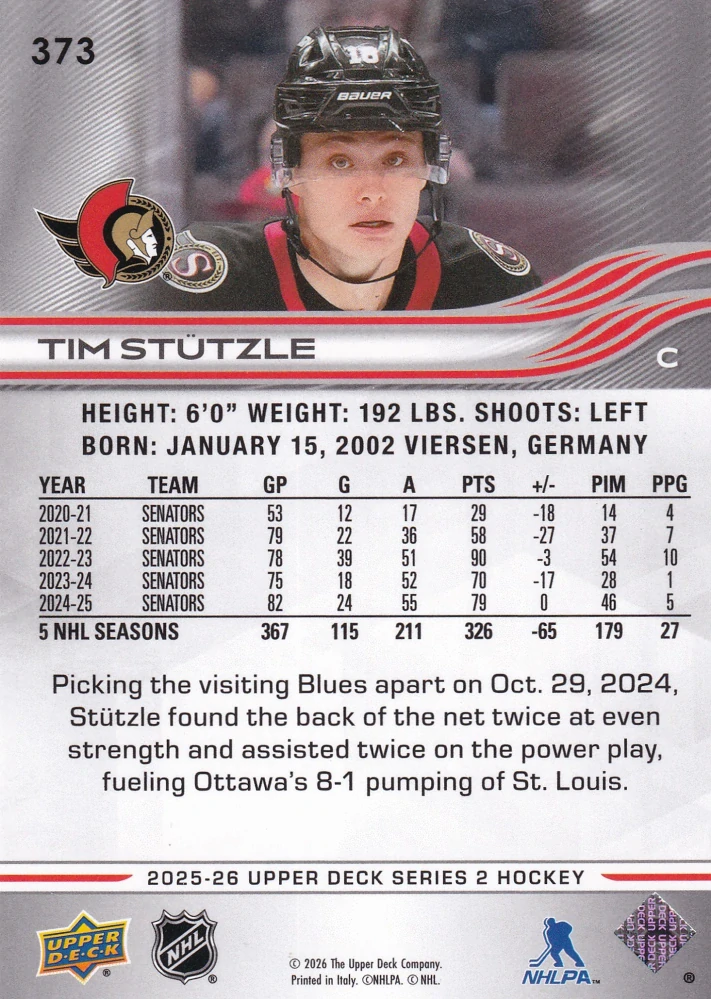 2025-26 UD Series 2 - Tim Stutzle #373
