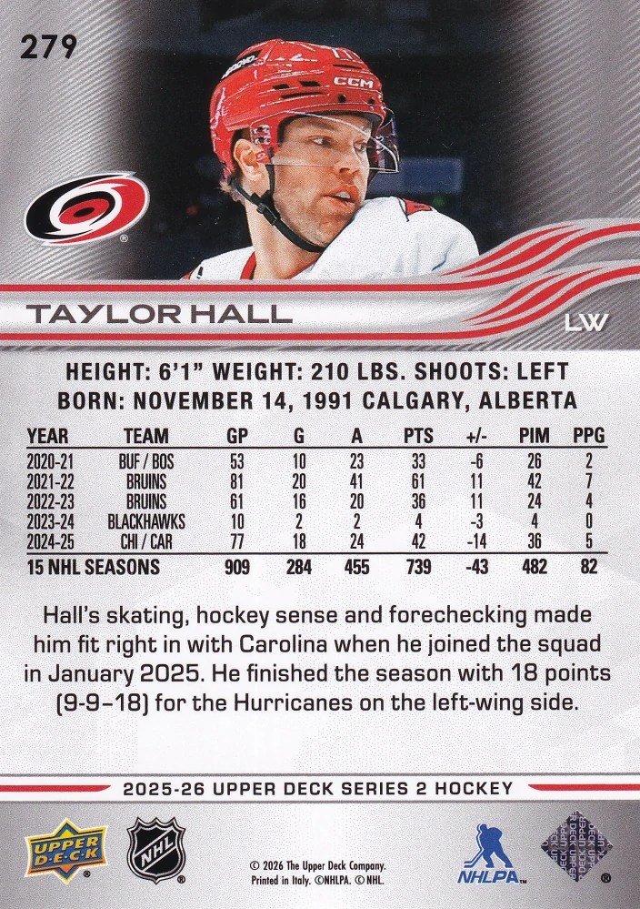 2025-26 UD Series 2 - Taylor Hall #279