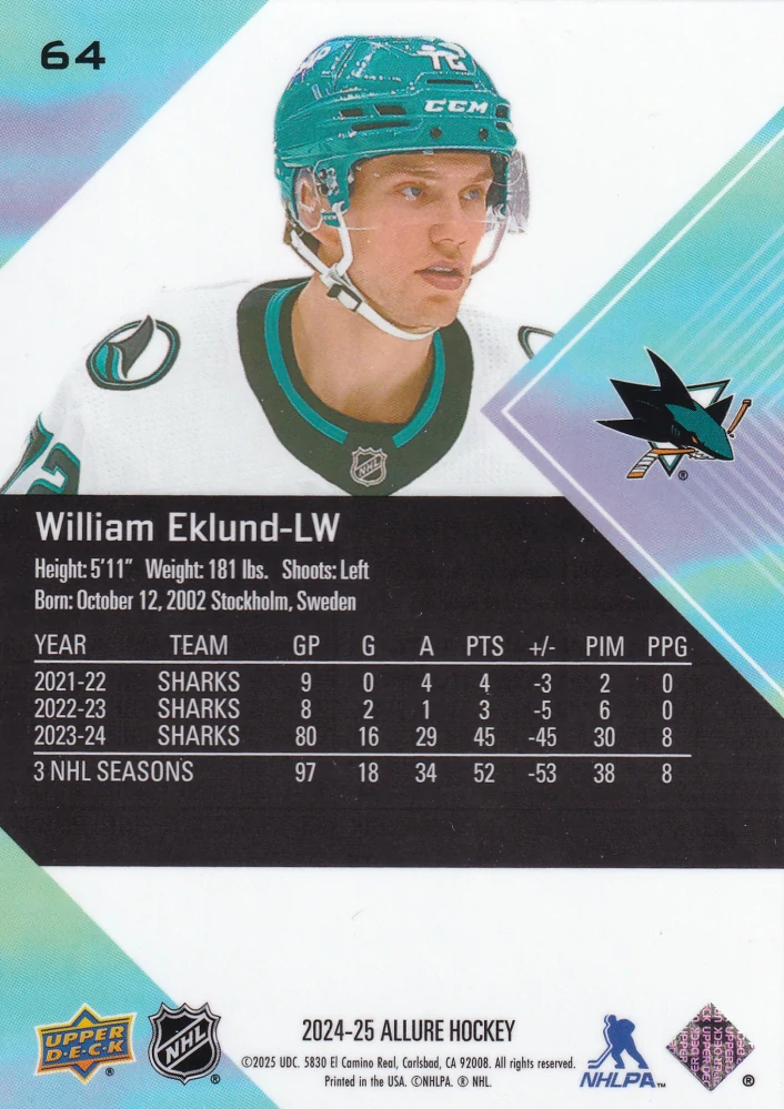 2024-25 UD Allure - William Eklund #64