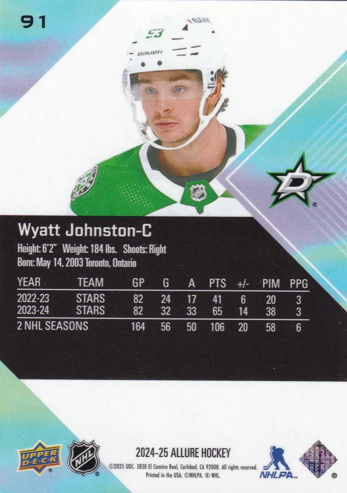 2024-25 UD Allure - Wyatt Johnston #91