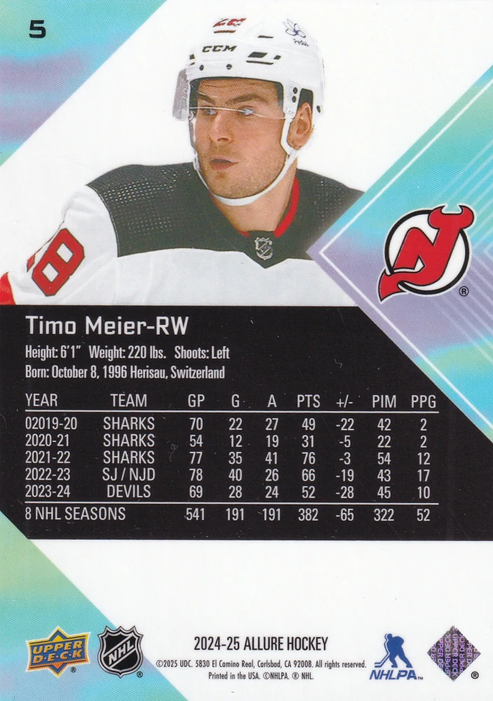 2024-25 UD Allure - Timo Meier #5