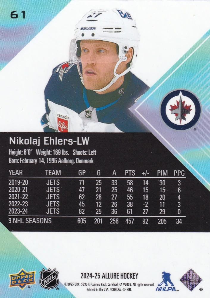 2024-25 UD Allure - Nikolaj Ehlers #61