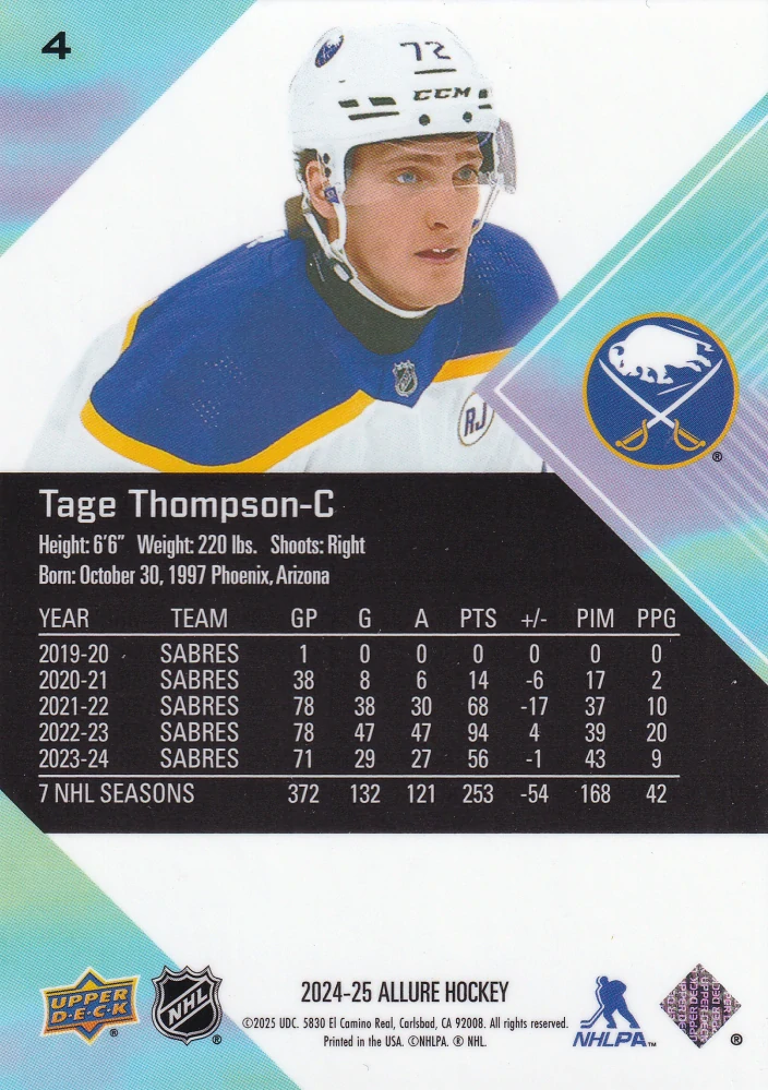 2024-25 UD Allure - Tage Thompson #4