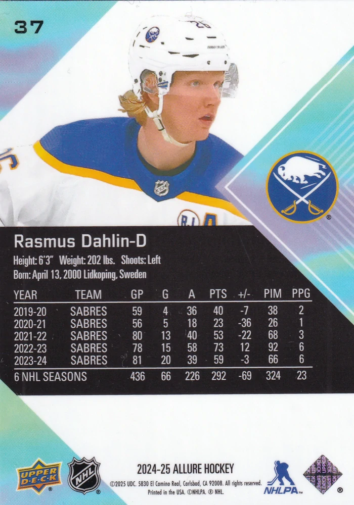 2024-25 UD Allure - Rasmus Dahlin #37