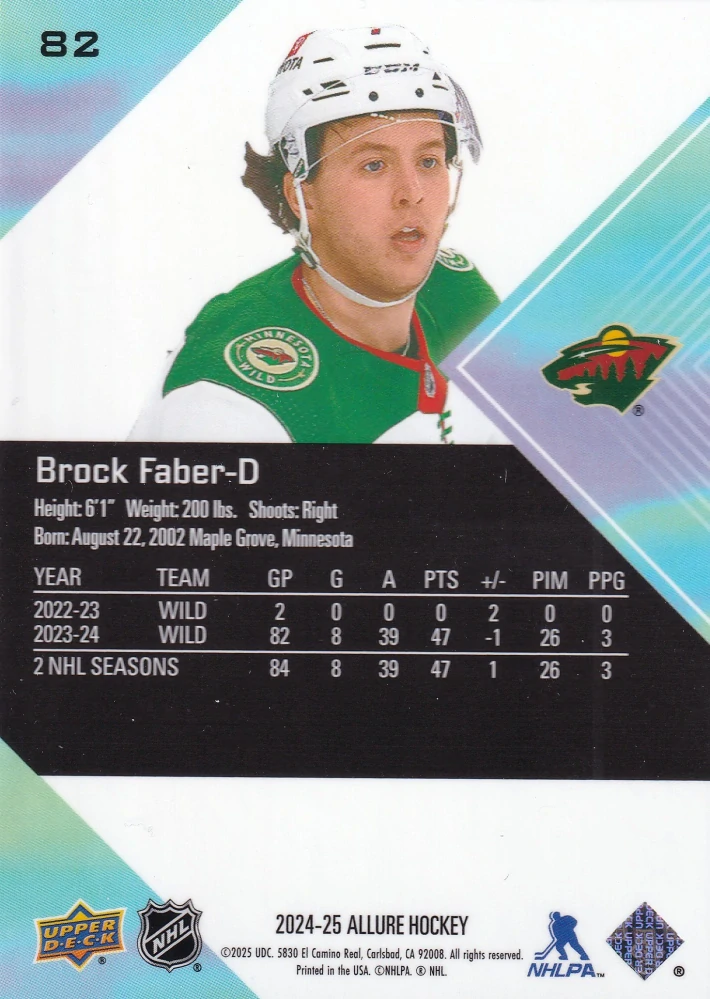 2024-25 UD Allure - Brock Faber #82