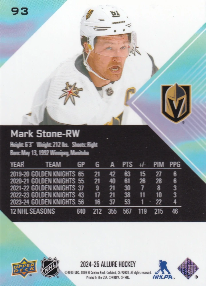 2024-25 UD Allure - Mark Stone #93