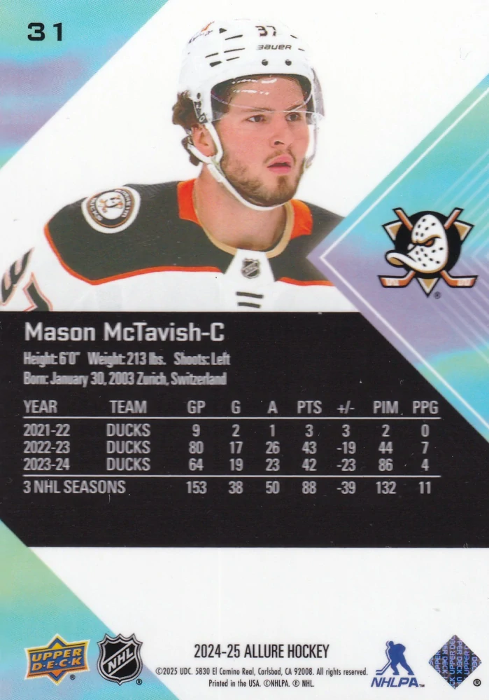 2024-25 UD Allure - Mason McTavish #31