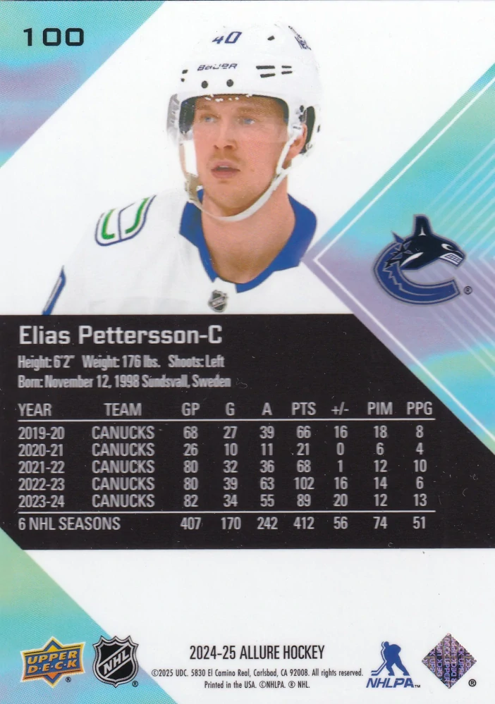 2024-25 UD Allure - Elias Pettersson #100