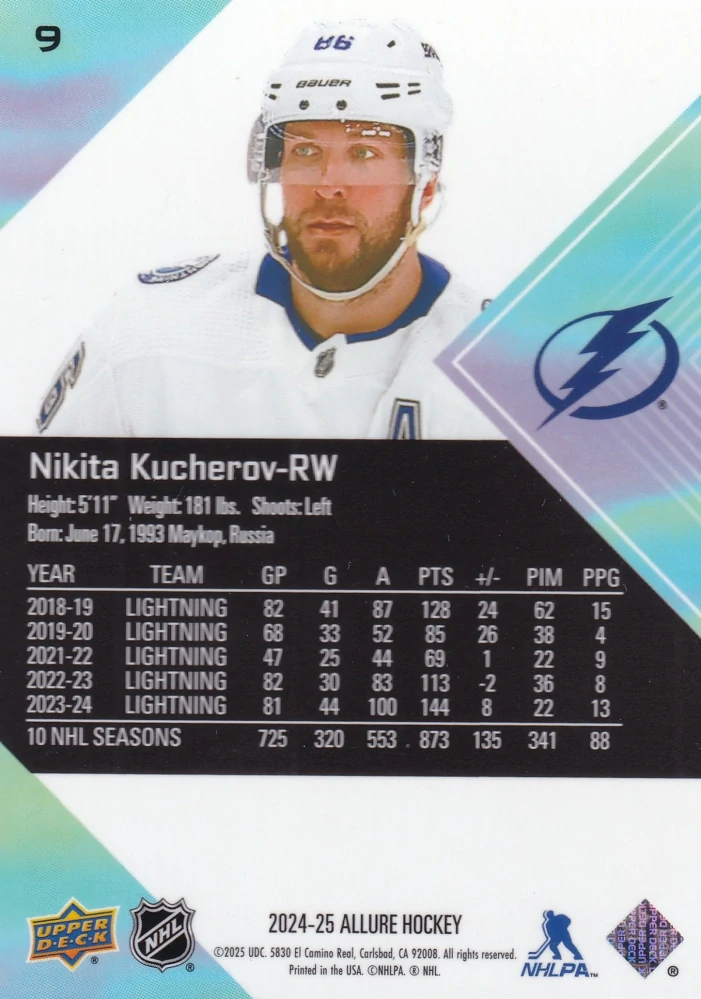 2024-25 UD Allure - Nikita Kucherov #9