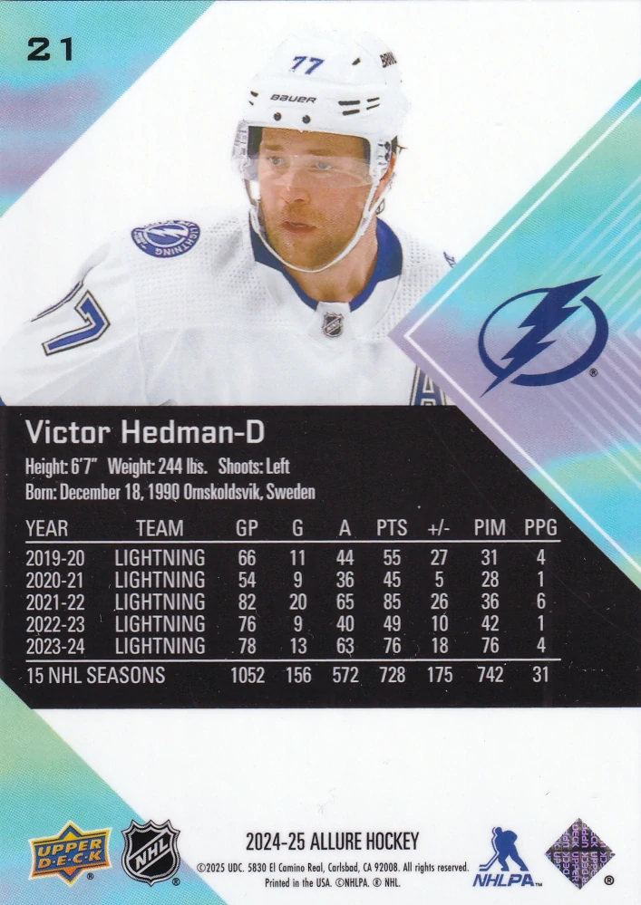 2024-25 UD Allure - Victor Hedman #21