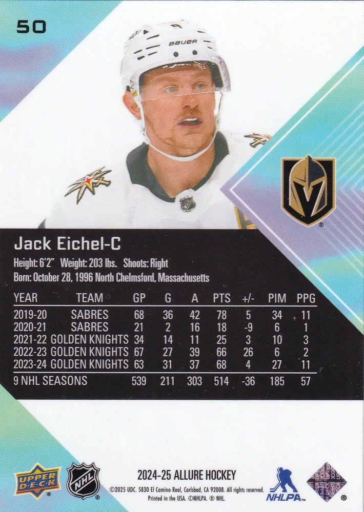 2024-25 UD Allure - Jack Eichel #50