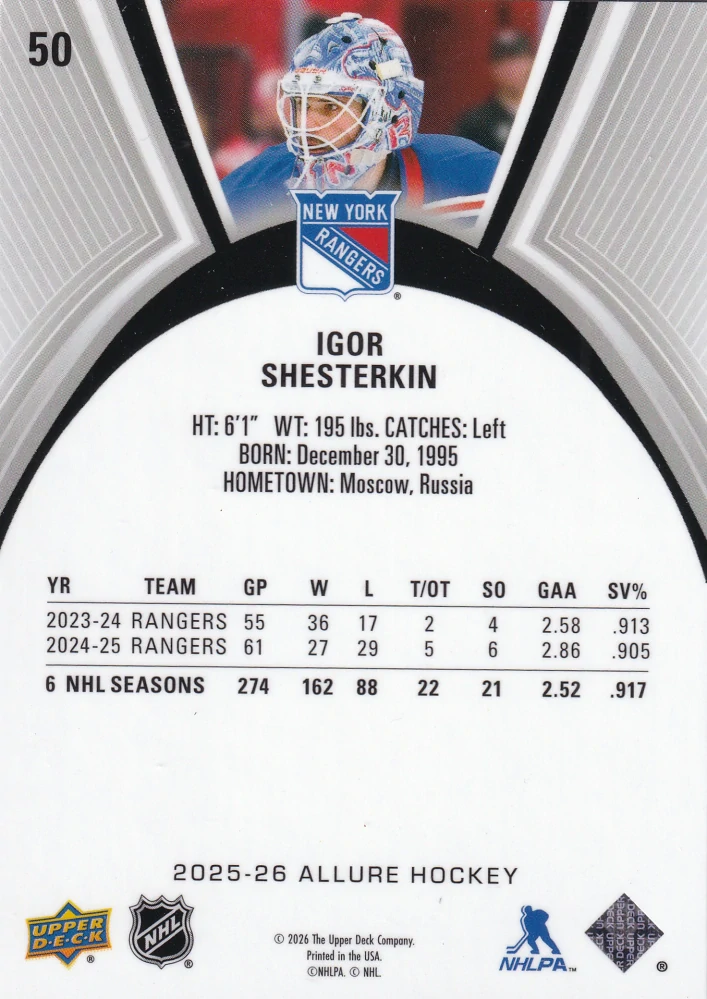 2025-26 UD Allure - Igor Shesterkin #50