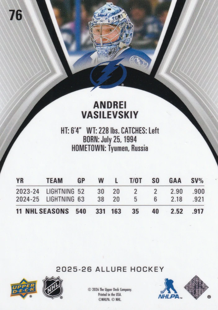 2025-26 UD Allure - Andrei Vasilevskiy #76