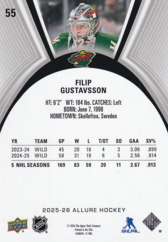2025-26 UD Allure - Filip Gustavsson #55