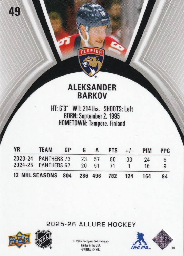 2025-26 UD Allure - Aleksander Barkov #49