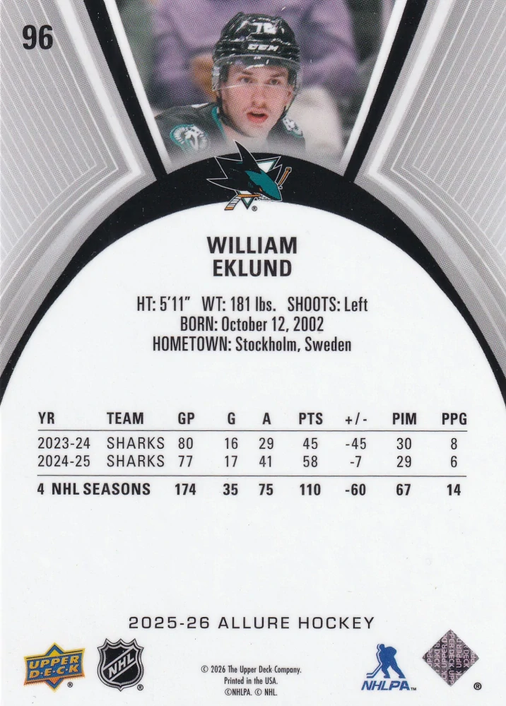 2025-26 UD Allure - William Eklund #96
