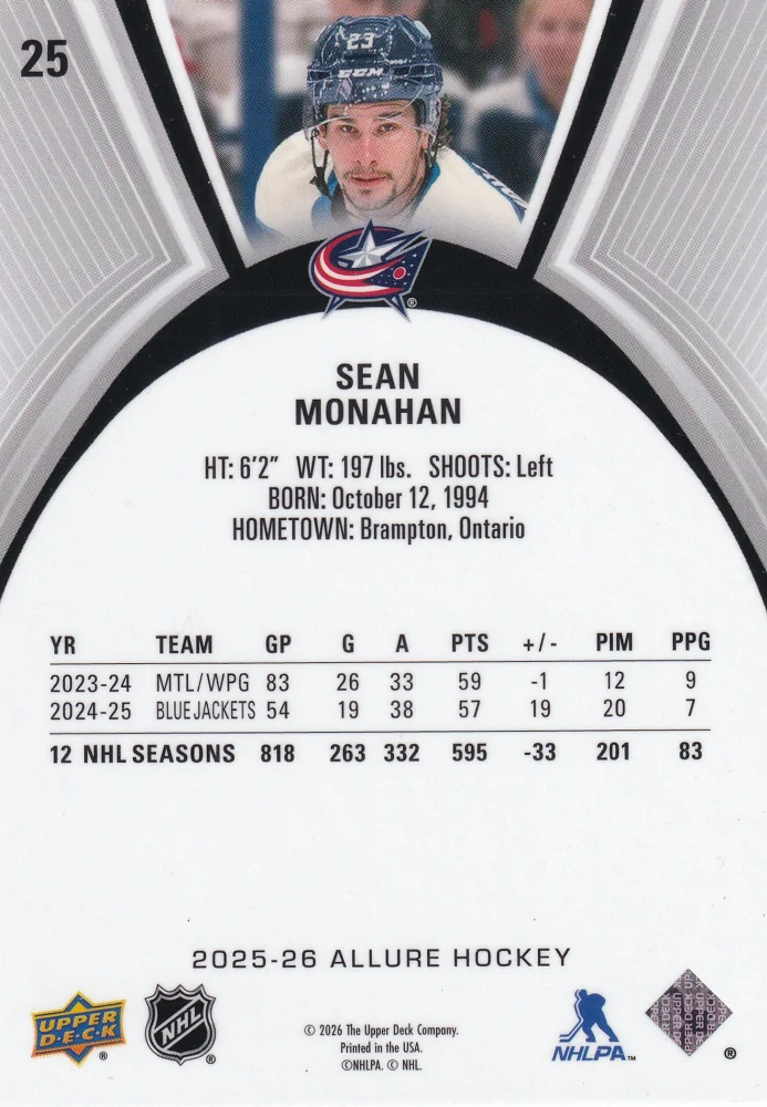 2025-26 UD Allure - Sean Monahan #25