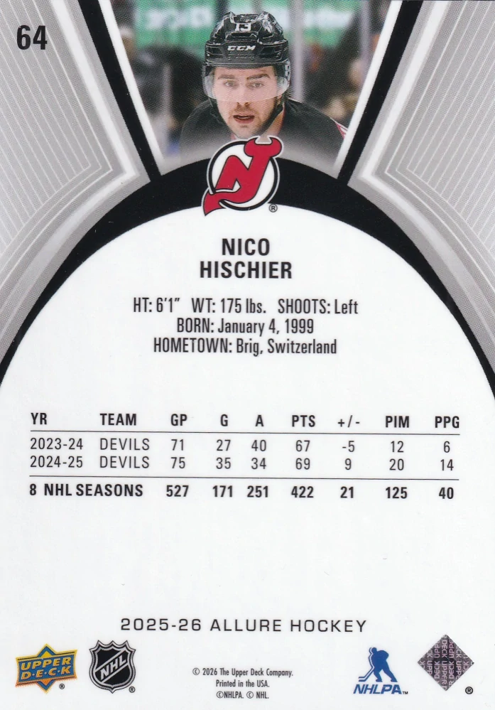 2025-26 UD Allure - Nico Hischier #64
