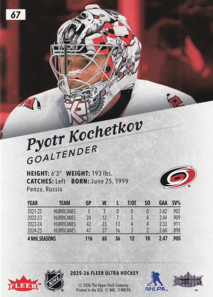 2025-26 UD Fleer Ultra - Pyotr Kochetkov #67