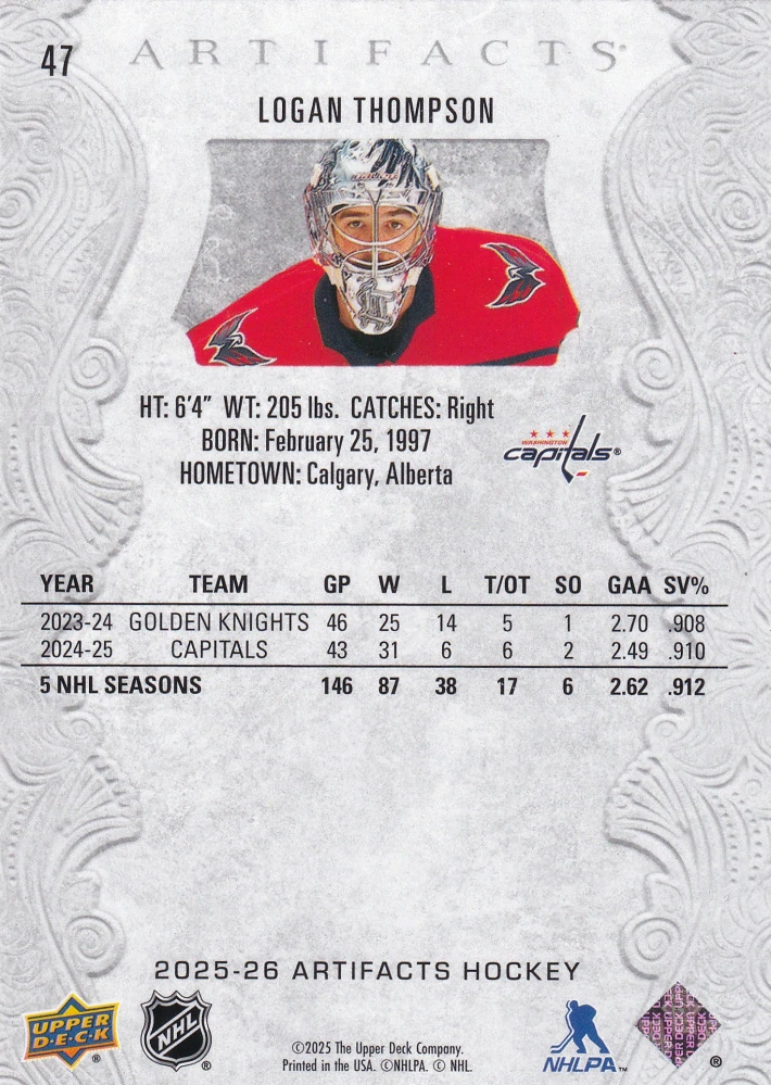 2025-26 UD Artifacts - Logan Thompson #47